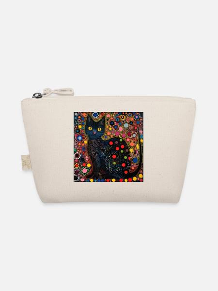 Black Cat, Cats, Colorful, Animal, Gift - Organic Pouch - nature - Front