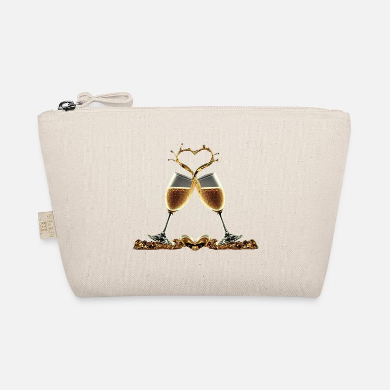 Zwei Gläser bilden ein Herz / Geschenkidee Bio-Täschchen