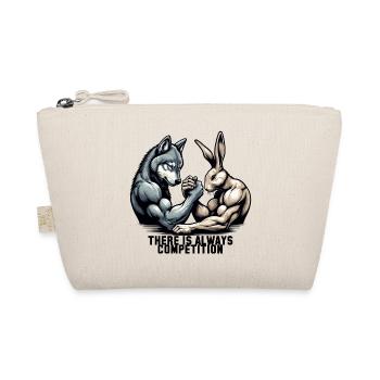 Armwrestling Armdrücken Wolf und Hase Geschenk - Bio-Täschchen - Natur - Vorne