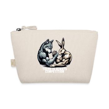 Armwrestling Armdrücken Wolf und Hase Geschenk - Bio-Täschchen - Natur - Vorne