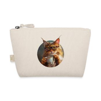 Illustration der Katze mit ihrer Kaffeetasse - Bio-Täschchen - Natur - Vorne