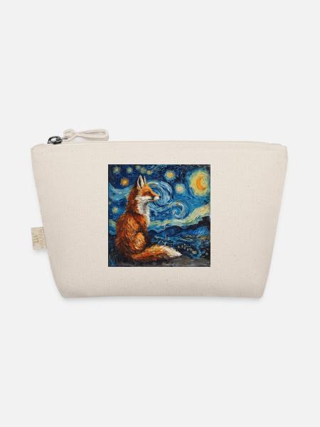 fuchs, füchse, van gogh, sternennacht - Bio-Täschchen - Natur