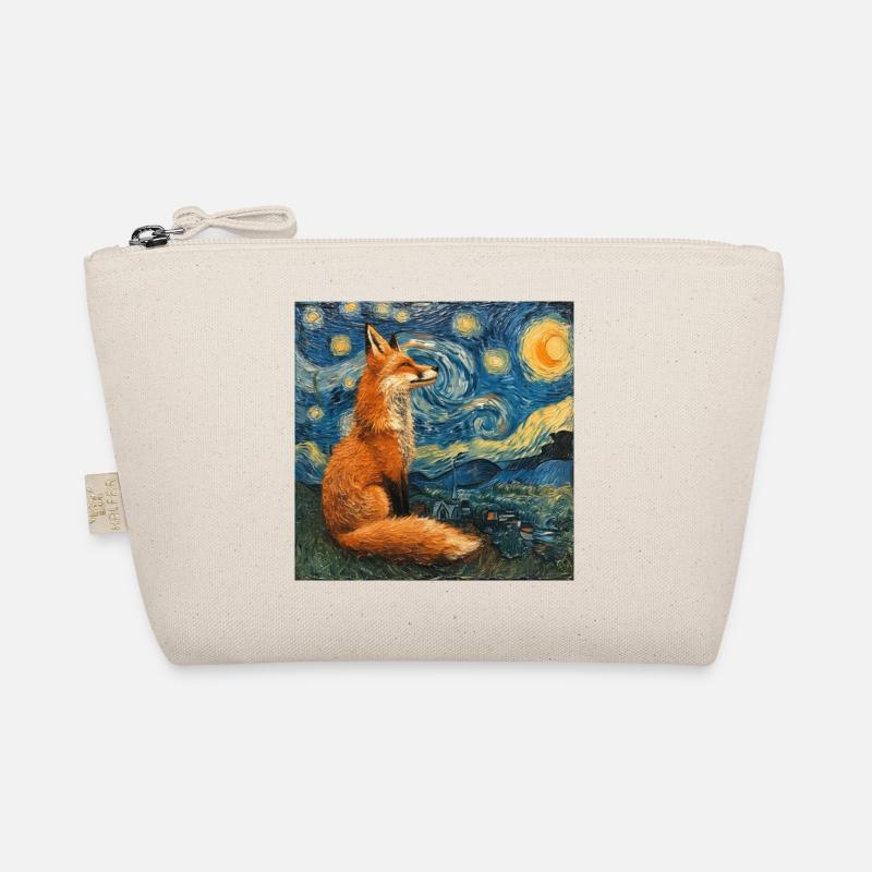 fuchs, füchse, van gogh, sternennacht - Bio-Täschchen - Natur