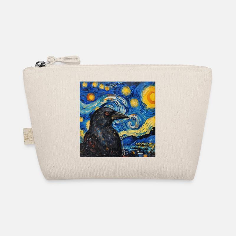 rabe, vogel, van gogh, sternennacht Bio-Täschchen