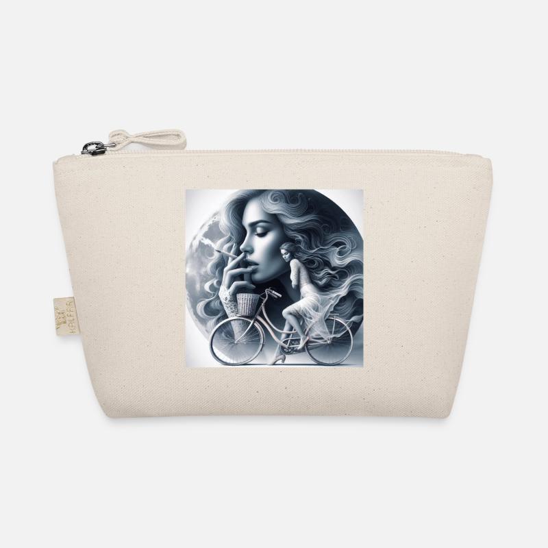 Dreamy Moonlit Cyclist Artwork Organic Pouch