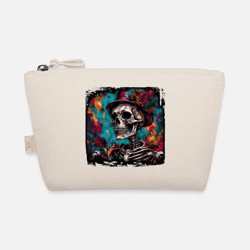 Skull / Totenkopf / Skelett / Gothic / Tattoo - Bio-Täschchen - Natur