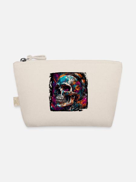 Skull / Skull / Skeleton / Gothic / Tattoo - Organic Pouch - nature