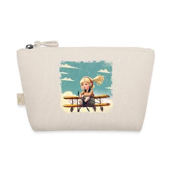 Fille assise sur un biplan | Fantaisie - Trousse biologique - nature - Devant