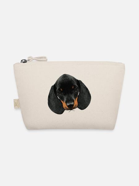 Hunde mädchen, Dackel welpe Kopf - Bio-Täschchen - Natur