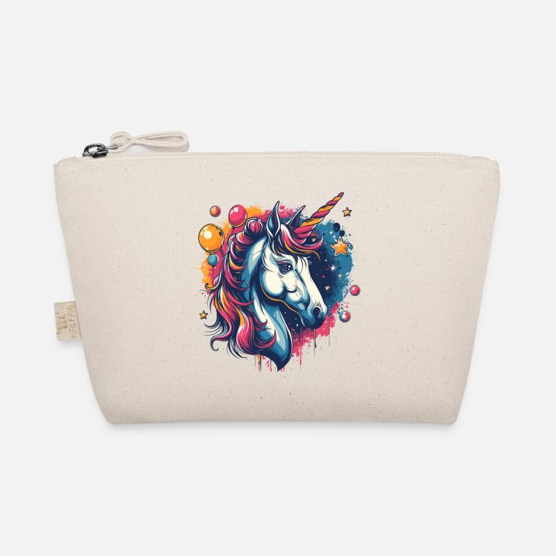 Buntes Einhorn mit Luftballons - Bio-Täschchen - Natur