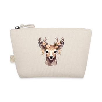 Cerf avec des fleurs en bois - Trousse biologique - nature - Devant