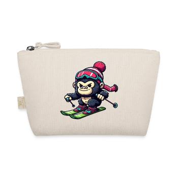 Singe Gorille Chimpanzé Ski Vacances Skieur Design - Trousse biologique - nature - Devant