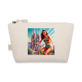 SAGRADA FAMILIA fille rétro sur le vélo - Trousse biologique - nature - Devant