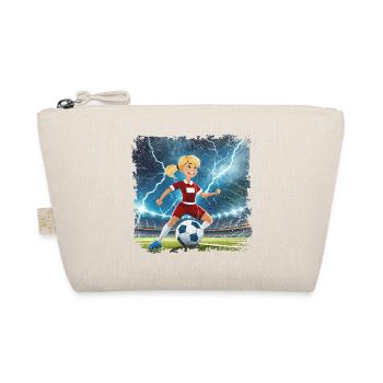 Fussballerin Comicfigur Stadion mit Blitzen - Bio-Täschchen - Natur - Vorne