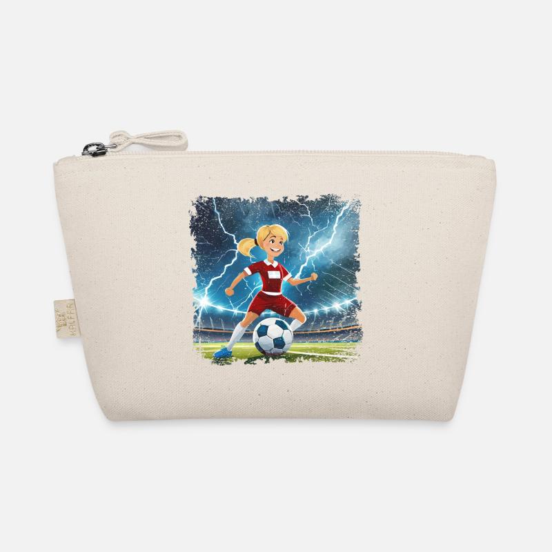 Fussballerin Comicfigur Stadion mit Blitzen Bio-Täschchen