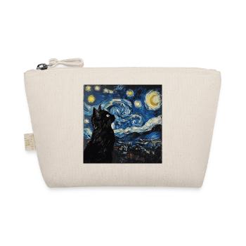 Black Cat, Cat, Van Gogh, Starry Night - Organic Pouch - nature - Front