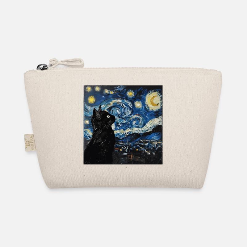 Schwarze katze, katze, Van Gogh, Sternennacht Bio-Täschchen