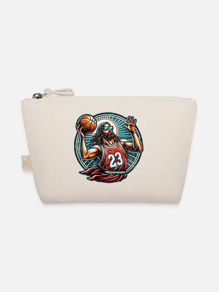 Funny Jump Shot Jesus Christian Basketball Gift - Organic Pouch - nature - Front