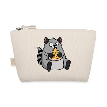 Fat Raccoon Eating Pizza Funny Comic Style - Organic Pouch - nature - Front