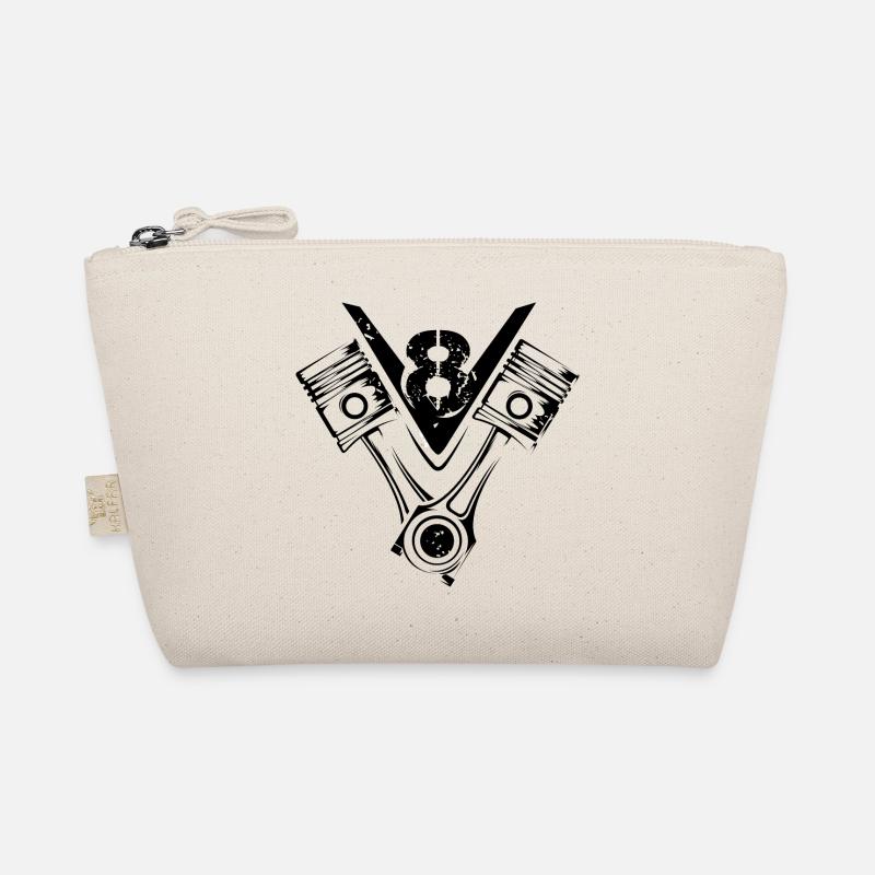 V8 piston musclecar big block car engine symbol Organic Pouch