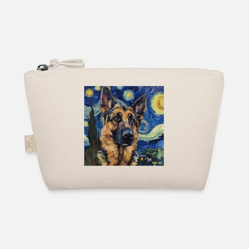 deutscher schäferhund van gogh, sternenacht - Bio-Täschchen - Natur