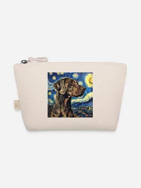 German Shorthaired Pointer, dog, Van Gogh, Starry Night - Organic Pouch - nature