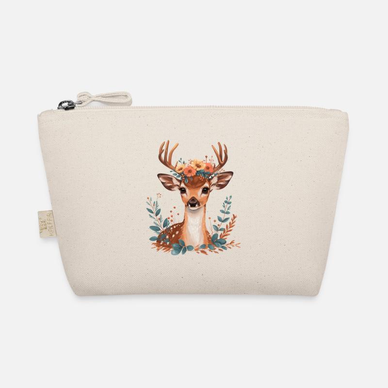 Deer with flowers on his head Organic Pouch