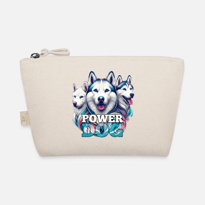 Husky Power Dog Geschenk - Bio-Täschchen - Natur