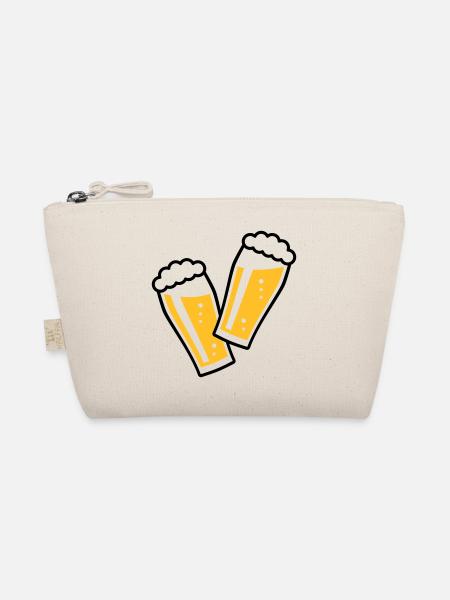 2 Biergläser Stoßen An (Bier / Willibecher / 2C) - Bio-Täschchen - Natur - Vorne