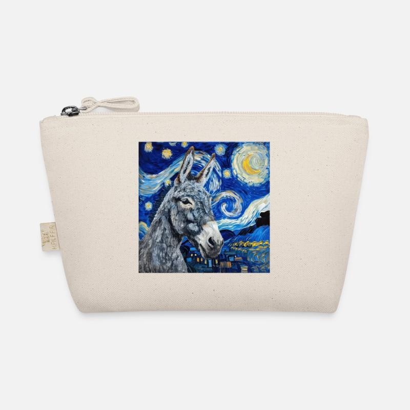 esel, van gogh, sternennacht, geschenk - Bio-Täschchen - Natur