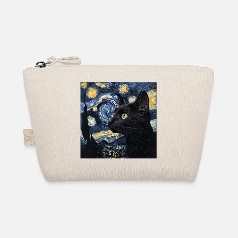 Black Cat, Cats, Van Gogh, Starry Night Organic Pouch
