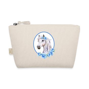 Romantic White Horse - Roses Light Blue - Organic Pouch - nature - Front