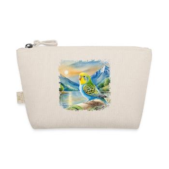 junger Wellensittich im Kinderbuchstil, Aquarell - Bio-Täschchen - Natur - Vorne