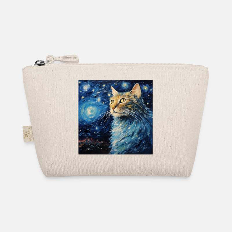 Cat, Cat Motif, Van Gogh, Starry Night Organic Pouch
