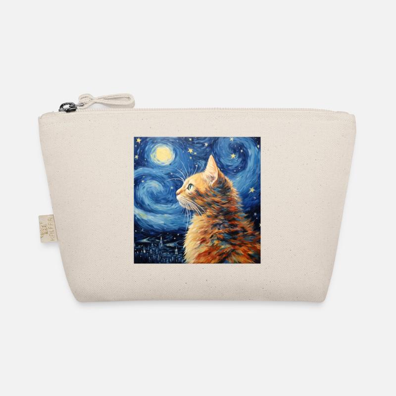 Katze, katzenmotiv, van gogh, sternennacht Bio-Täschchen