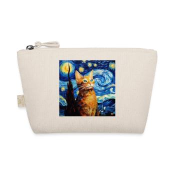 Cat, Cat Motif, Van Gogh, Starry Night - Organic Pouch - nature - Front