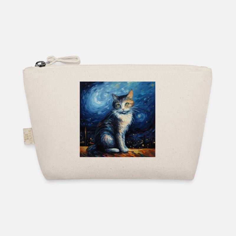 Katze, katzenmotiv, van gogh, sternennacht Bio-Täschchen