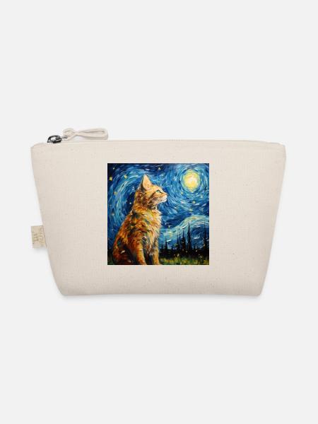 Cat, Cat Motif - Organic Pouch - nature - Front