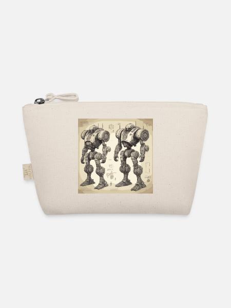 Blueprint / Sepia / Vintage / Retro / Robot - Organic Pouch - nature - Front