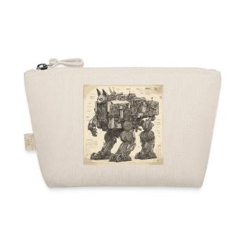 Bauplan / Sepia / Vintage / Retro / Roboter - Bio-Täschchen - Natur - Vorne