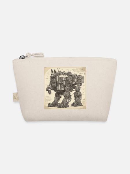 Blueprint / Sepia / Vintage / Retro / Robot - Organic Pouch - nature - Front