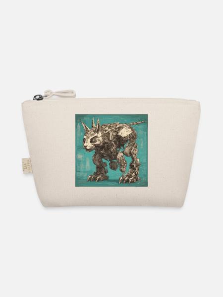 Blueprint / Sepia / Vintage / Retro / Robot - Organic Pouch - nature - Front