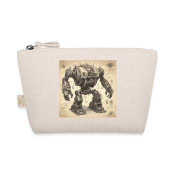 Bauplan / Sepia / Vintage / Retro / Roboter - Bio-Täschchen - Natur - Vorne