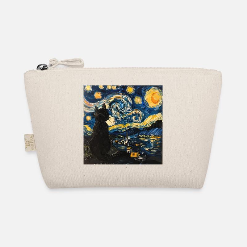 Katze, katzenmotiv, van gogh, sternennacht Bio-Täschchen