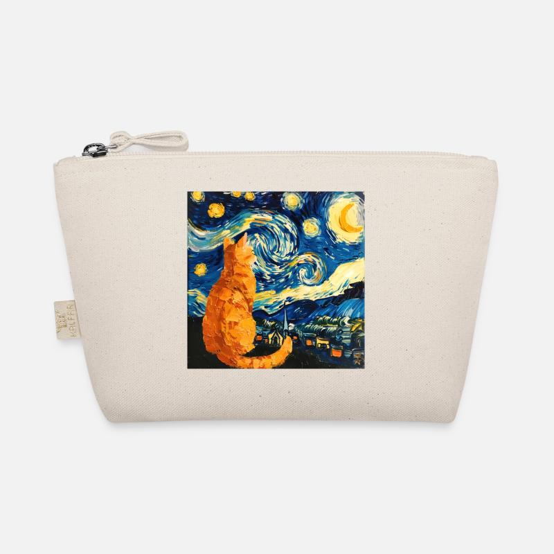 Katze, katzenmotiv, van gogh, sternennacht Bio-Täschchen