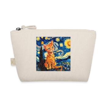 Cat, Cat Motif - Organic Pouch - nature - Front