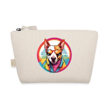 Farbenfroher Bullterrier mit Sonnenbrille - Bio-Täschchen - Natur - Vorne