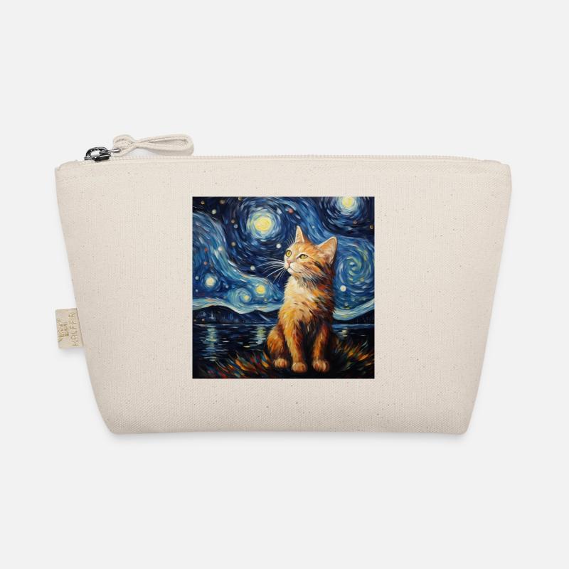 Katze, katzenmotiv, van gogh, sternennacht - Bio-Täschchen - Natur