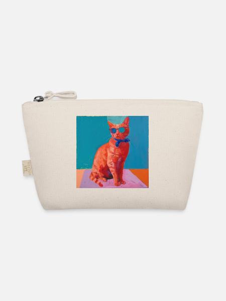 Chat, motif chat, pop art, cadeau, idée cadeau - Trousse biologique - nature - Devant