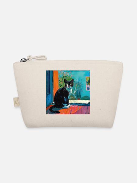 Chat, motif chat, pop art, cadeau, idée cadeau - Trousse biologique - nature - Devant